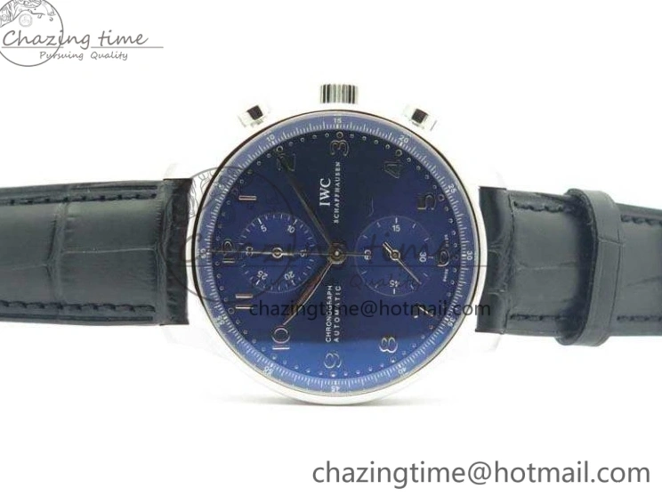 MIROTIME 0208 MoistureWicking Portuguese IW371491 ZF 1:1 Best Edition SS Blue Dial On Leather Strap A79350 (Slim Movement) V 7221